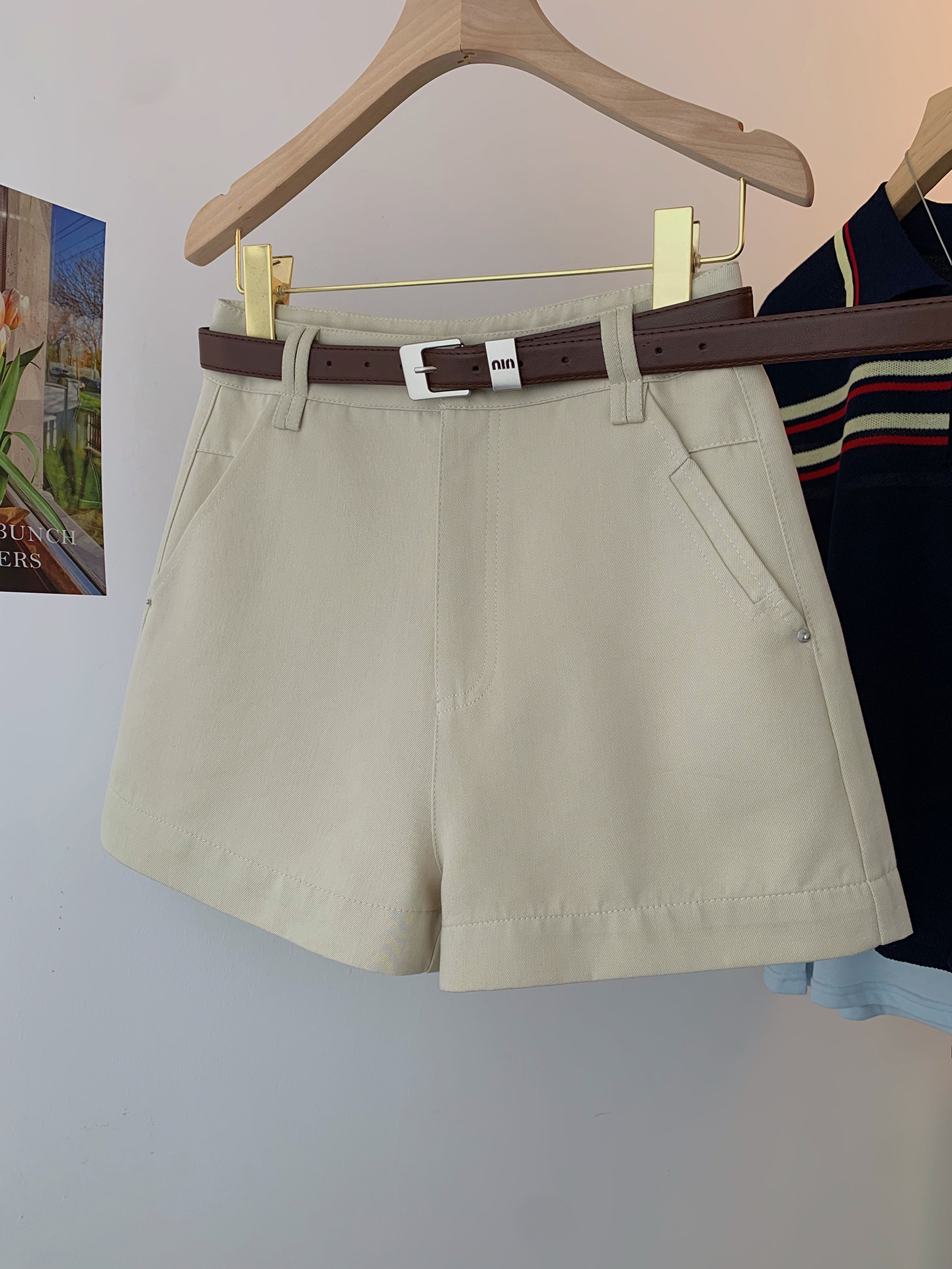 【半分糖】短裤女2025新款高腰显瘦休闲百搭牛仔A字短裤68020