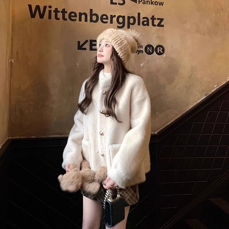 断码清仓冬新款立领小香风毛毛大衣外套潮流时尚抗风保暖加厚上衣