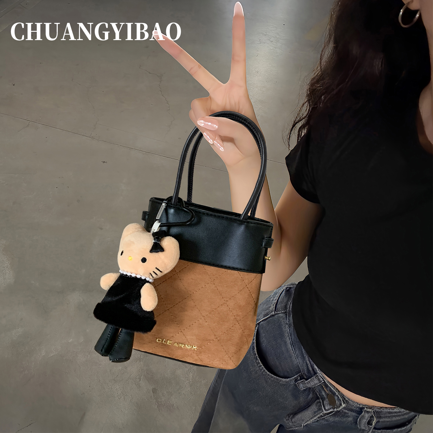 麂皮复古手提斜挎包包女式2025新款秋冬轻奢小众高级感迷你手机包