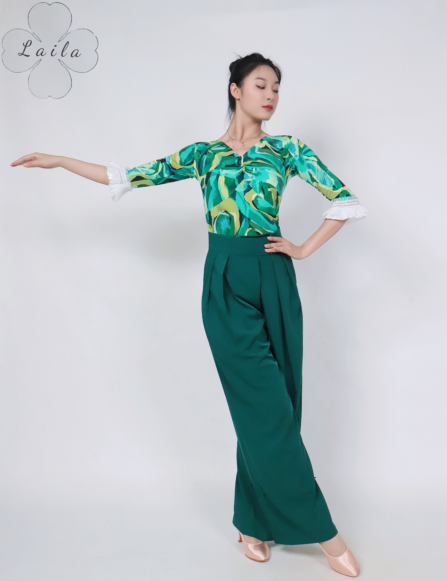 Laila摩登舞服新款上衣《夏日小清新》七分袖夏季限量色摩登练习服