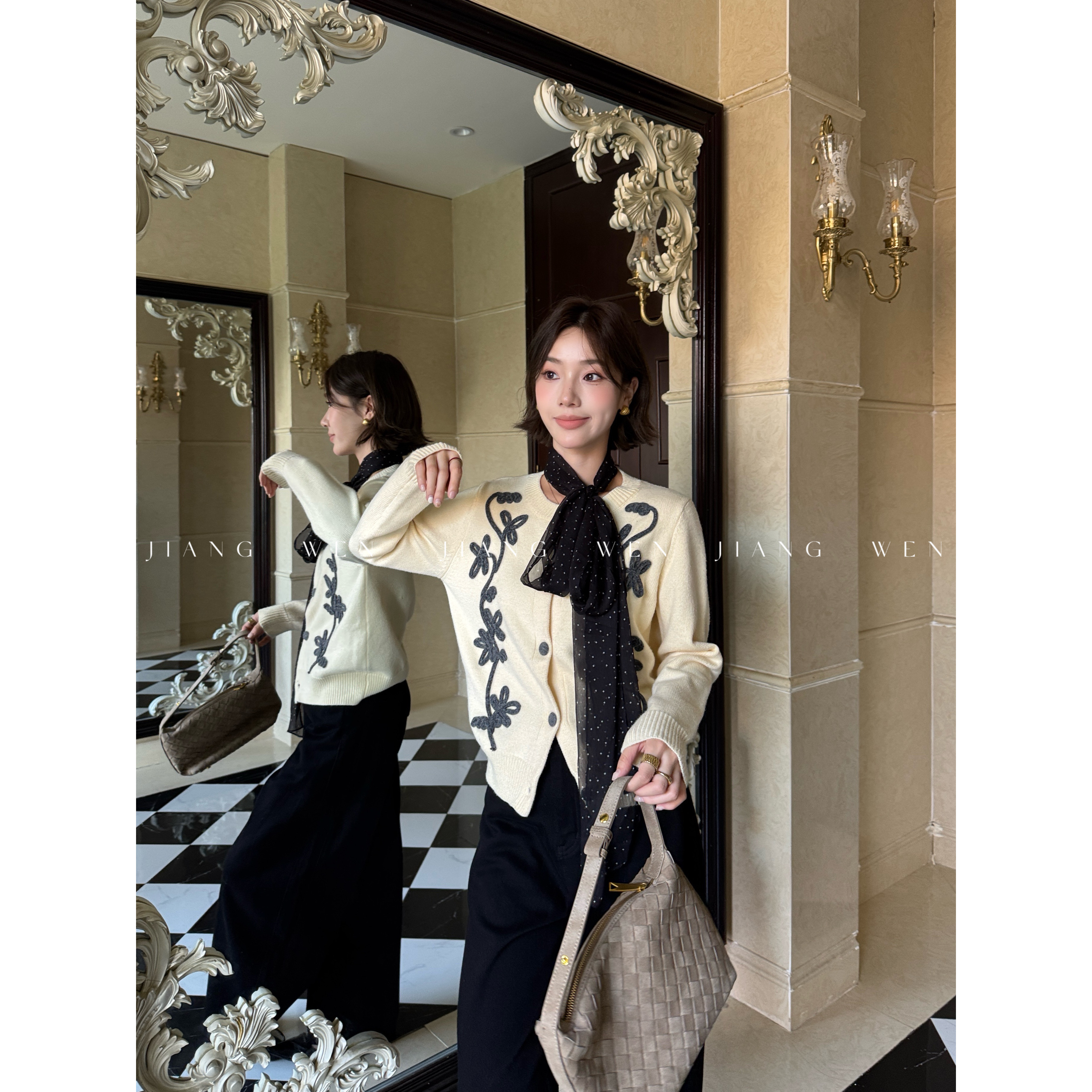 【曼蕨】针织藤蔓圆领套头针织毛衣