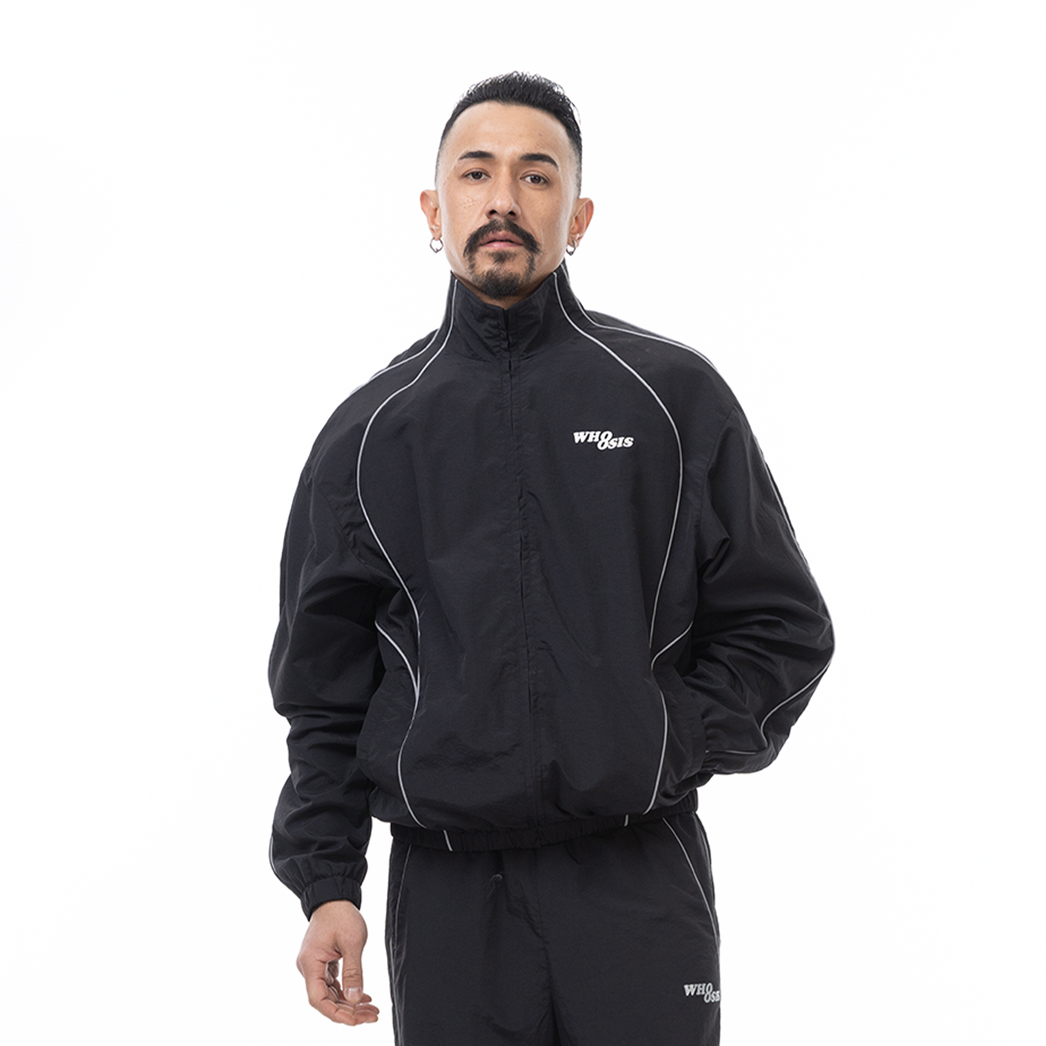 WHOOSIS（不知其名）刺绣拼接运动外套夹克春秋季户外男女跑步立领