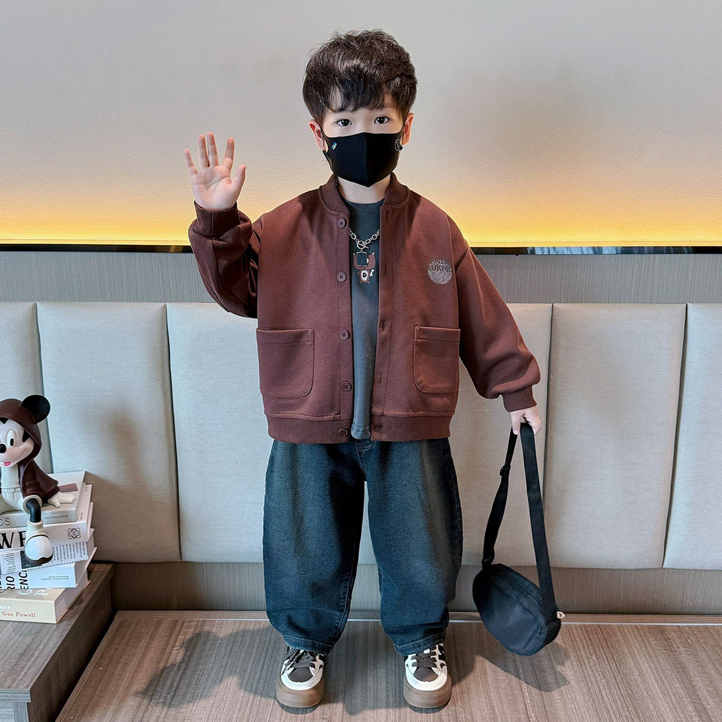 男童秋装外套2025新款男孩秋季韩系卫衣夹克开衫春秋儿童帅气上衣