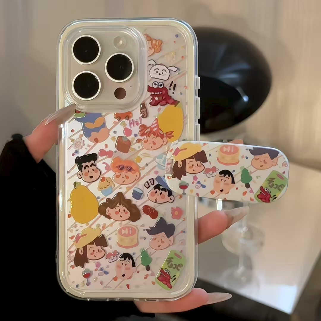 三合一炫彩适用于苹果16promax华为mate70卡通小新家族手机壳小米