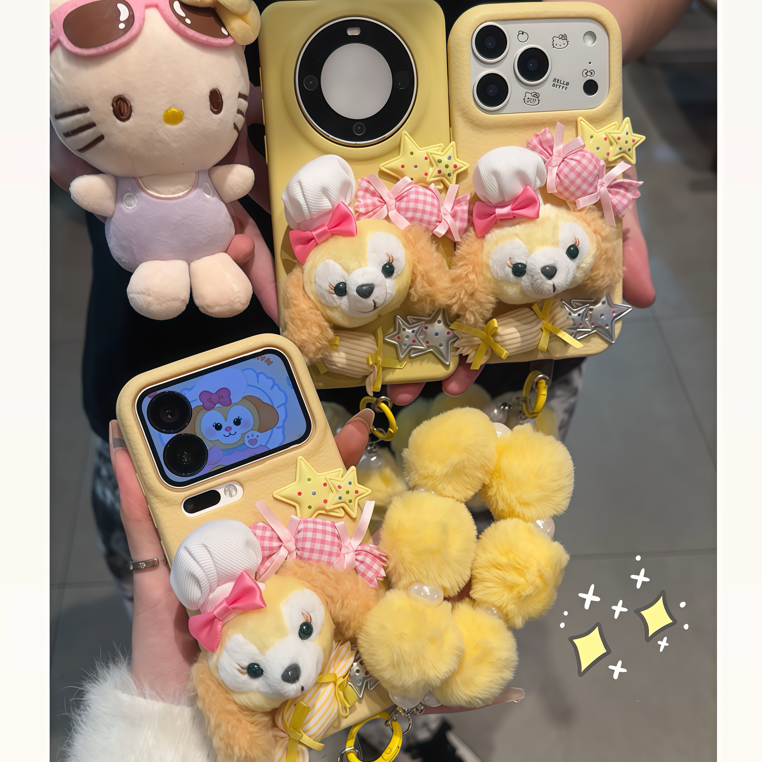 欧克里里毛绒饼饼挂绳适用苹果17/16皮纹手机壳华为vivoppo小米15