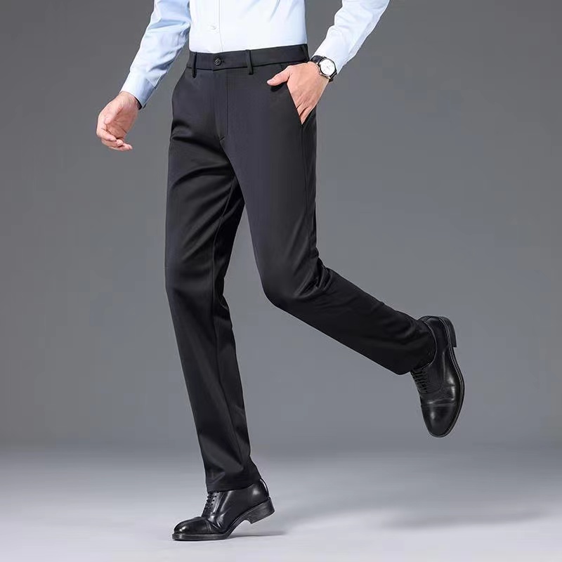 高弹直筒高腰西裤