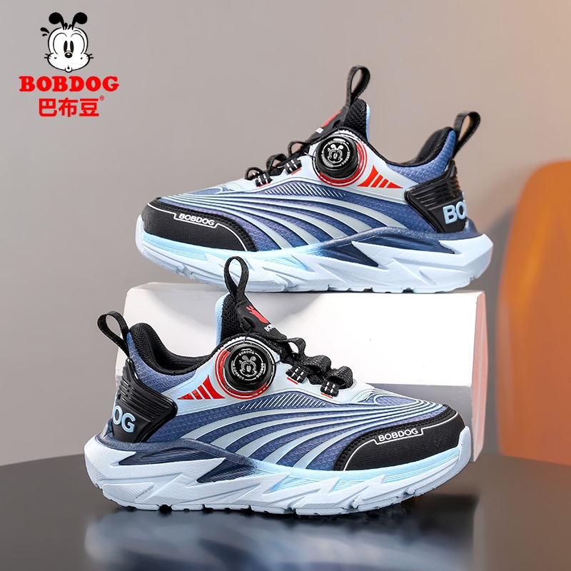 巴布豆男童鞋儿童运动鞋春秋新款防水皮面男孩学生软底减震跑步鞋