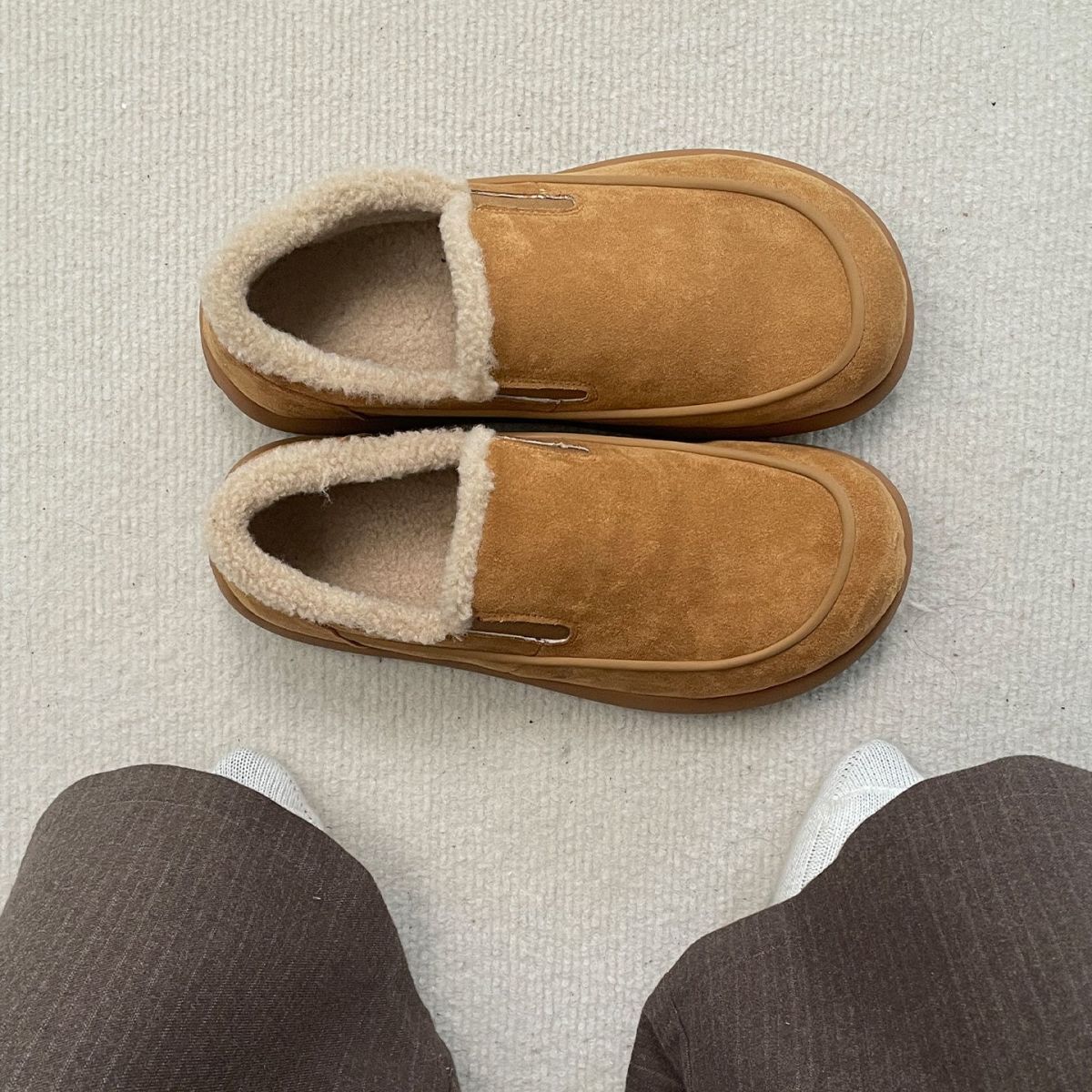 加绒男士棉鞋新款加厚户外全包勃肯鞋冬季休闲小土豆懒人潮雪地靴