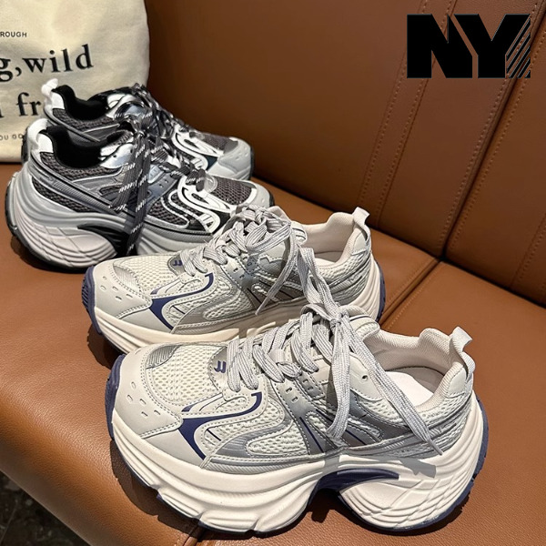 NY老爹鞋女欧洲站2025秋冬新款厚底女鞋网面透气增高休闲鞋运动鞋