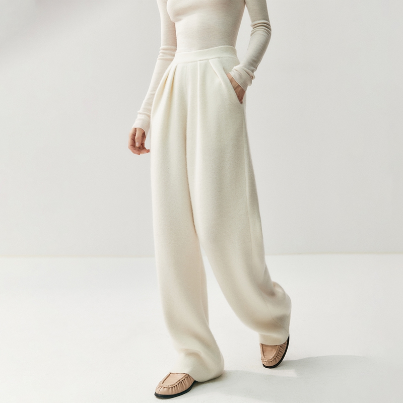 JQRC慵懒松弛神裤丨35山羊绒65羊毛老钱风外穿拖地长裤甩裤阔腿裤