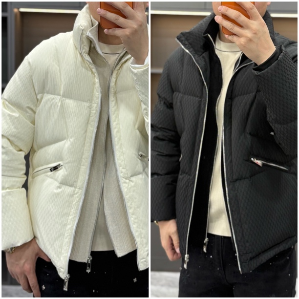 （鑫赏轻奢）立体肌理面料男款立领假两件微宽松短款羽绒服60170