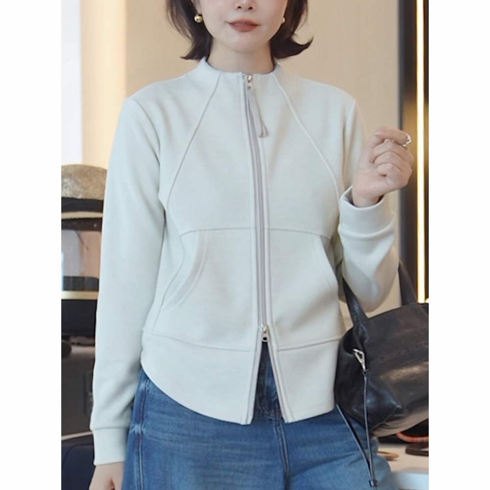 女士拉链卫衣2025秋季新款时尚减龄修身显瘦休闲立领开衫外套上衣