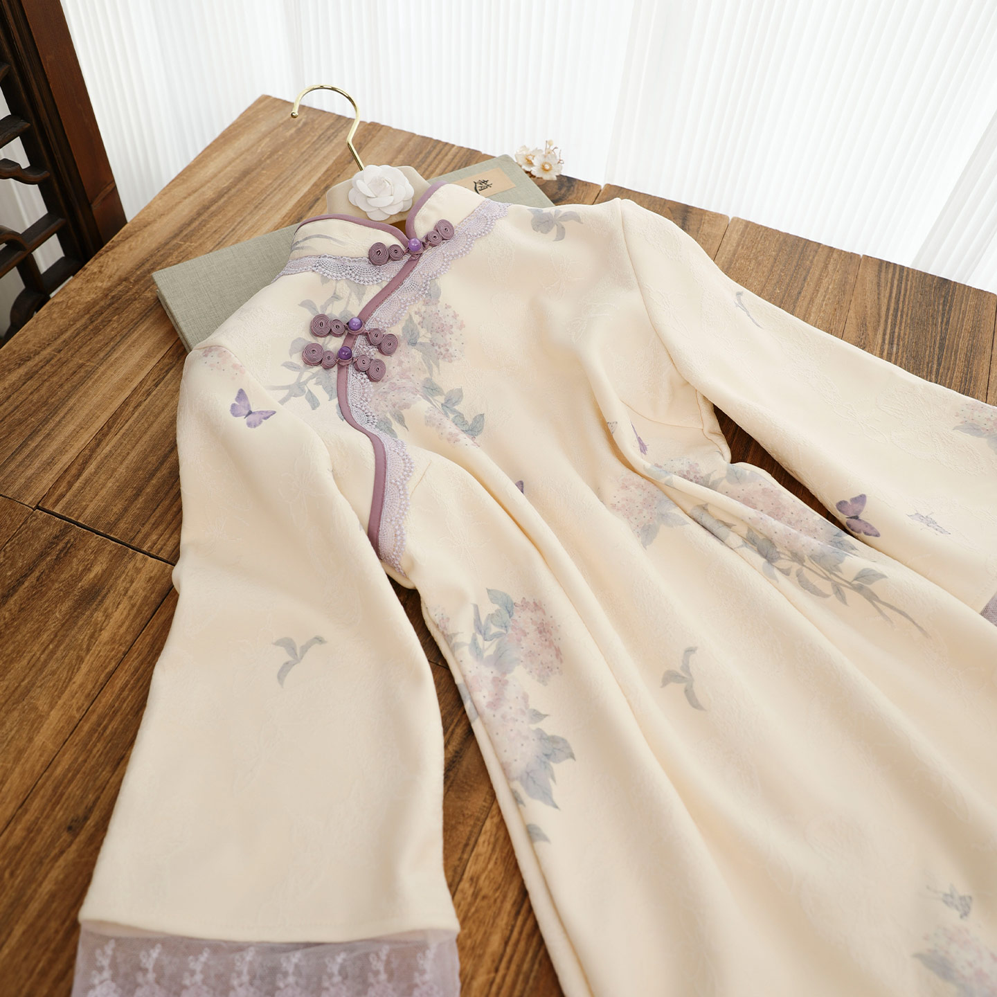 俏娘鱼气质优雅新中式改良倒大袖旗袍女2025冬新款加绒保暖年轻款