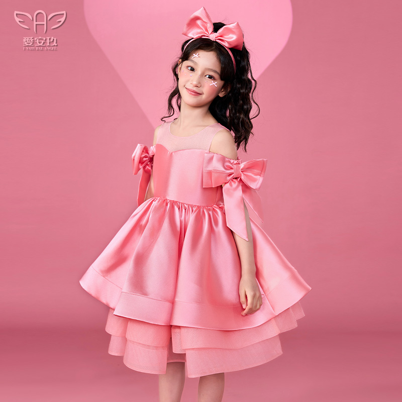 爱安玖娃娃裙粉色梦幻精灵公主裙夏女孩生日派对演出礼服AAJ1308