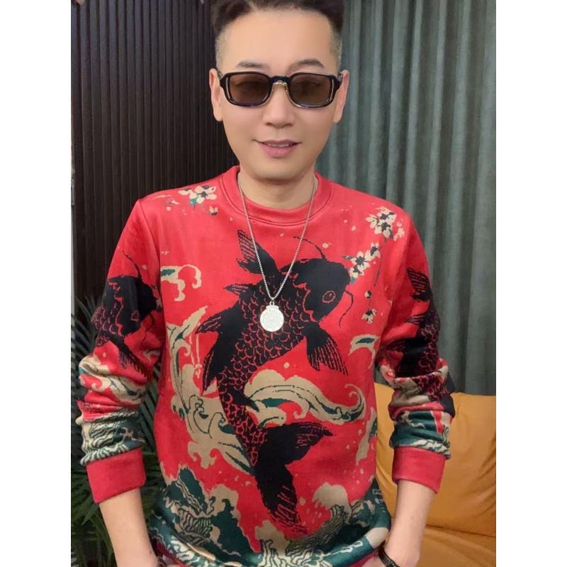 卫衣春秋季男上衣打底衫男士男装长袖网红时尚百搭潮流短绒圆领