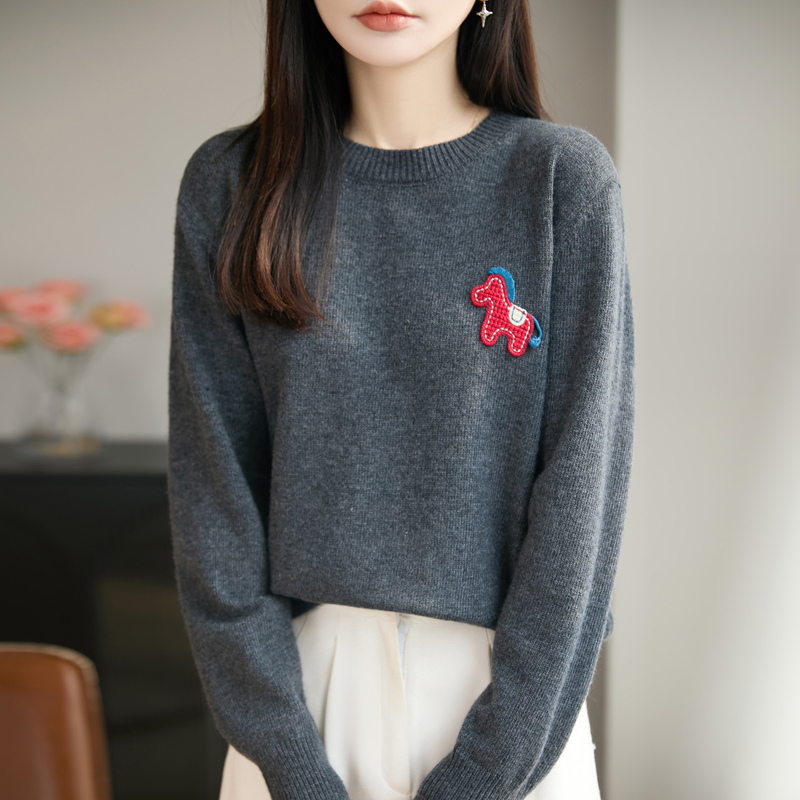 品牌撤柜正品秋冬新款羊毛衫气质休闲韩版简约圆领针织衫百搭毛衣