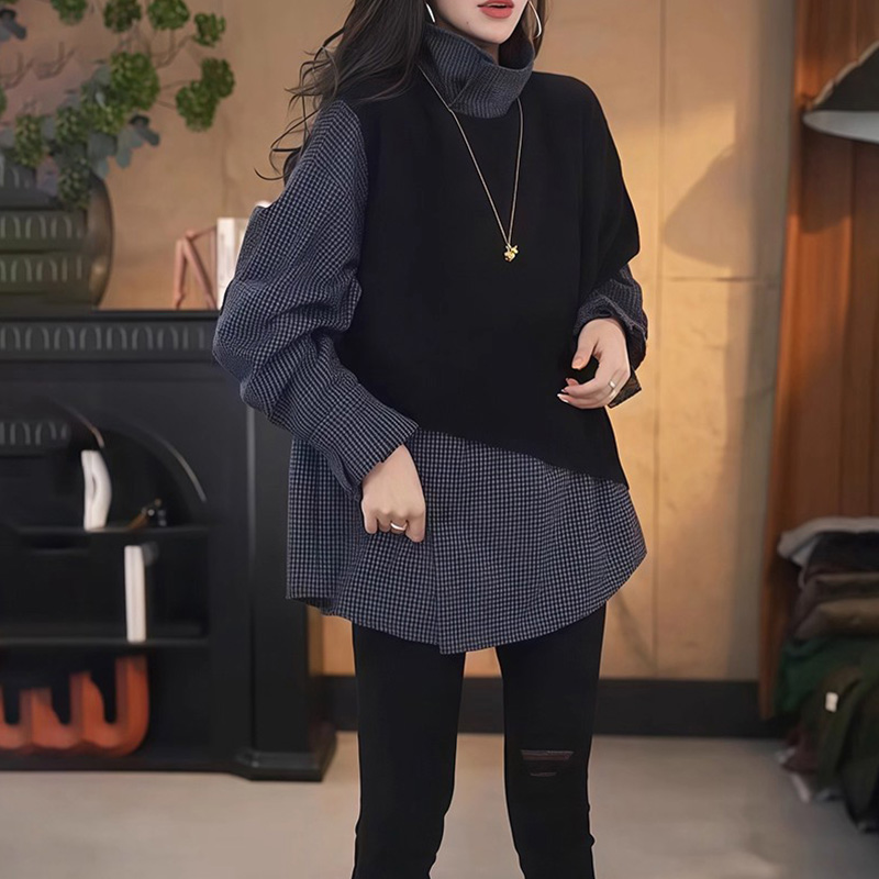 SJ-TB韩系复古慵懒中长款时尚套装女早秋新款宽松显瘦休闲简约上