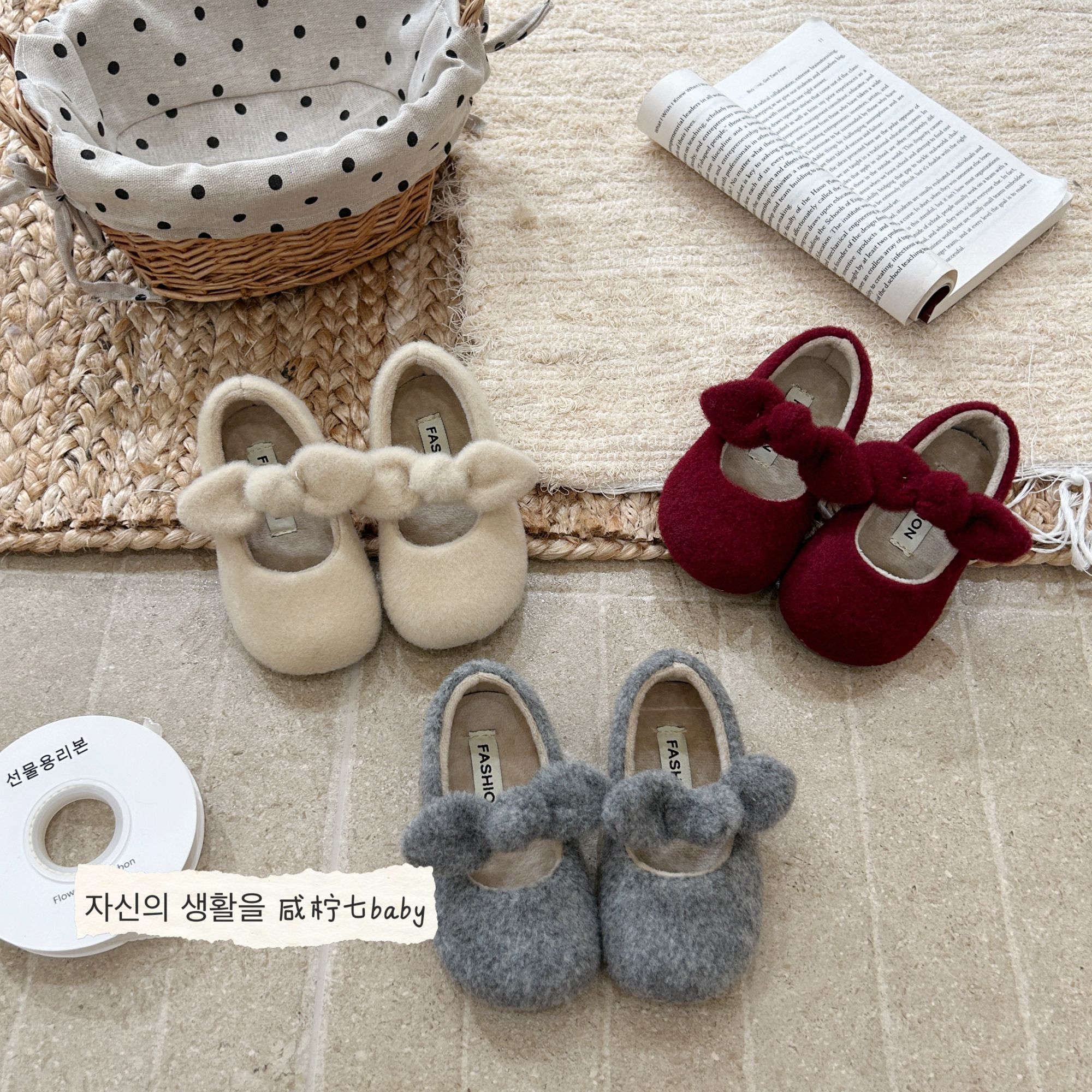 【咸柠七】女童儿童加绒玛丽珍2025秋冬新款毛呢公主鞋儿童毛毛鞋