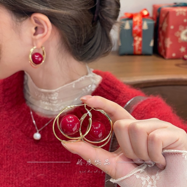 【恰度】港风复古氛围感显瘦珠珠耳扣新年款气质