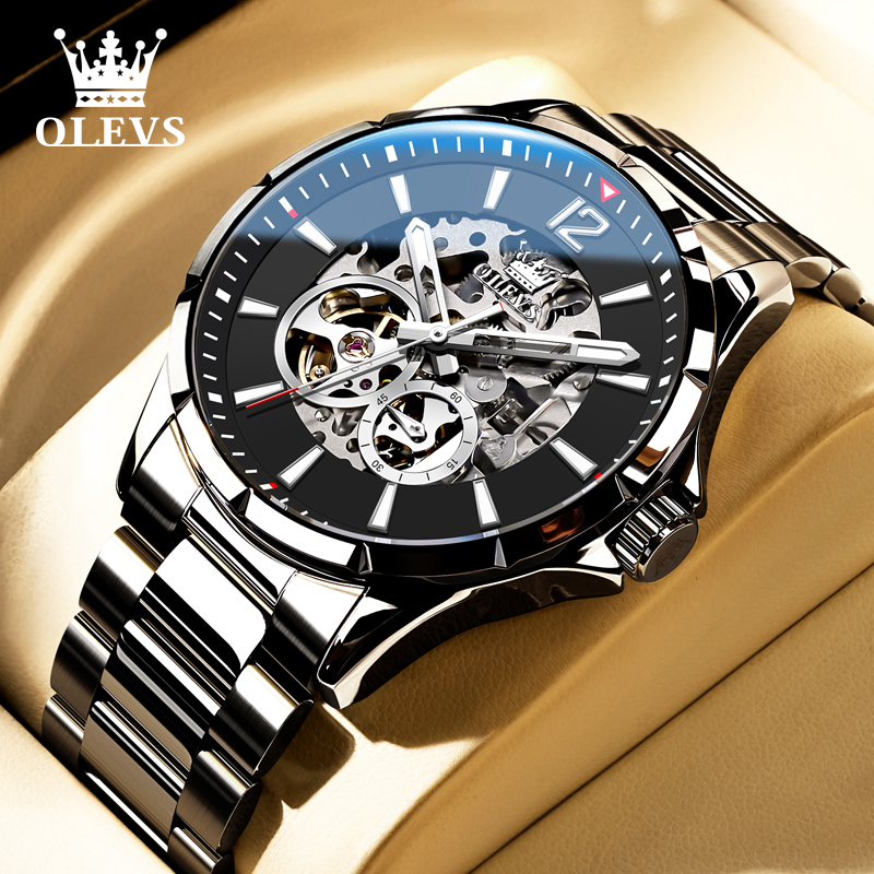 欧利时手表男全自动机械表个性高档时尚镂空经典大气防水男表6726