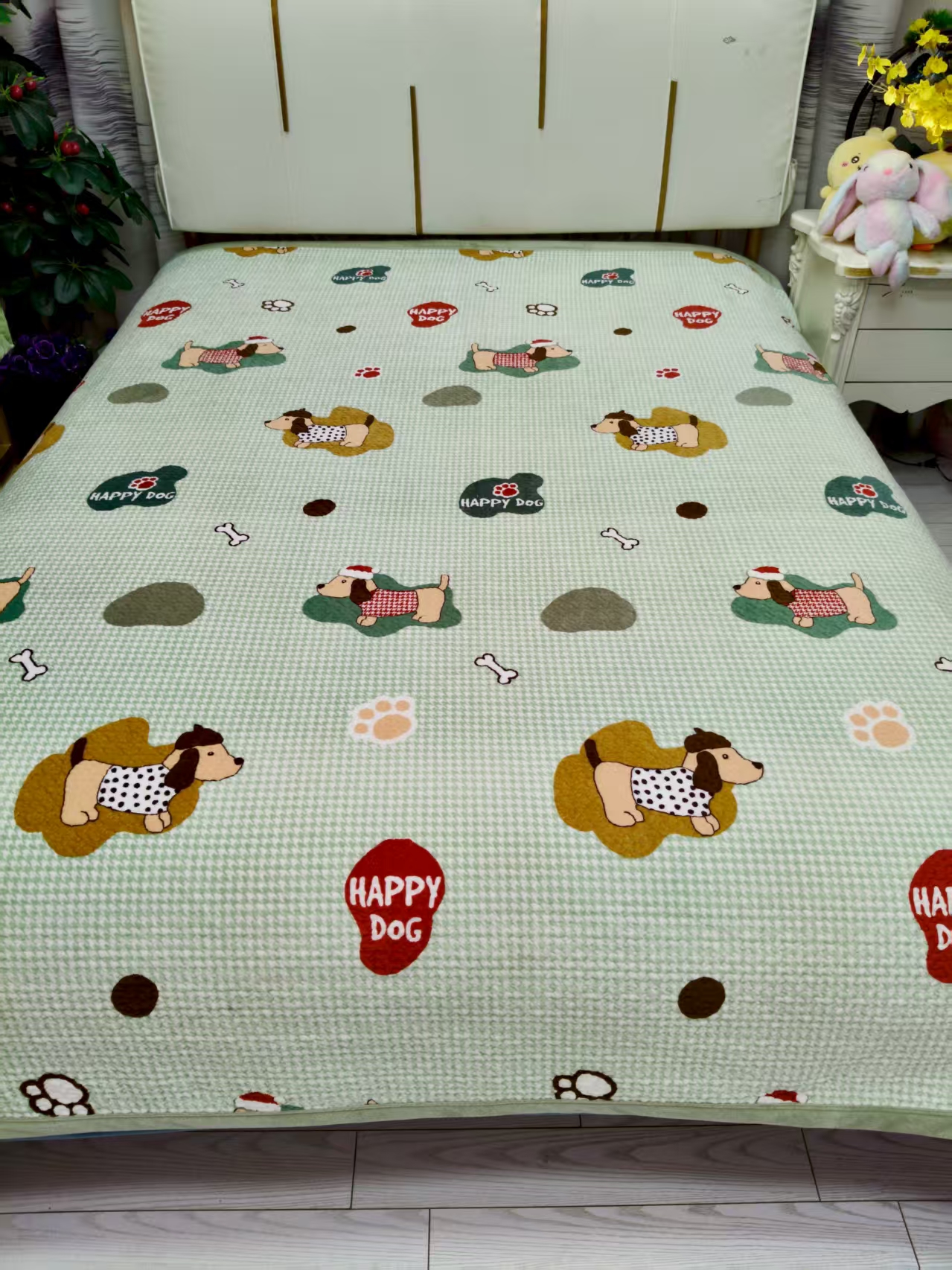 婴儿绒床盖绗缝夹棉家用防滑双面两用多功能高档亲肤保暖居家床盖