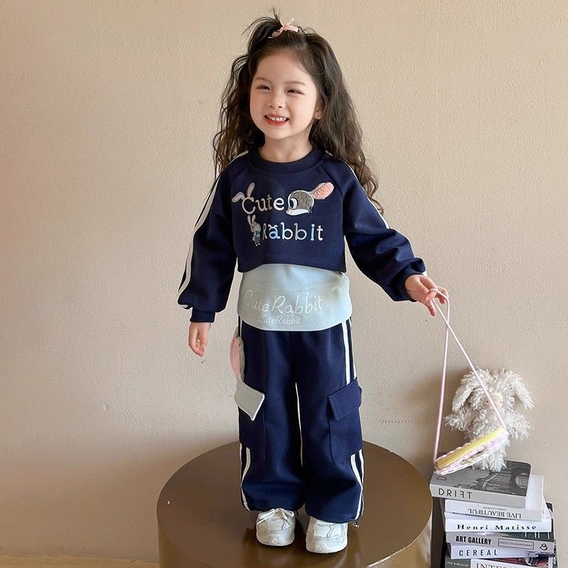 女童三件套装25秋兔子警长卫衣新款女童休闲工装裤运动洋气三件套