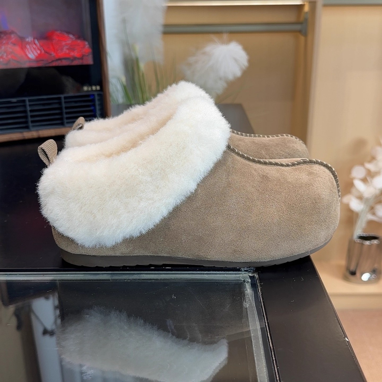 包头毛毛拖鞋女款2025新款冬季小个子内增高加绒雪地靴保暖棉鞋子