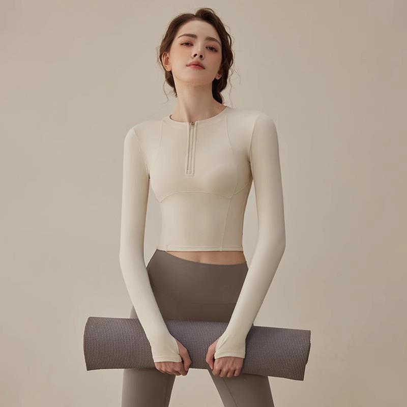 瑜伽服上衣女跑步骑行快干健身专业运动普拉提训练秋冬健身服女