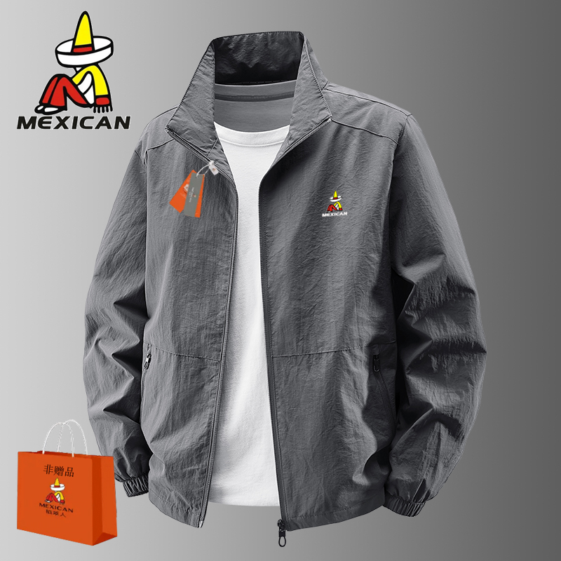 Mexican/稻草人夹克男士外套休闲运动潮流春秋季薄款宽松大码胖子