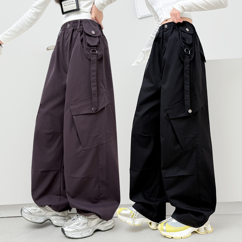 女童春秋款痞帅工装裤2025新款中大童男童休闲裤子女孩秋装束脚裤