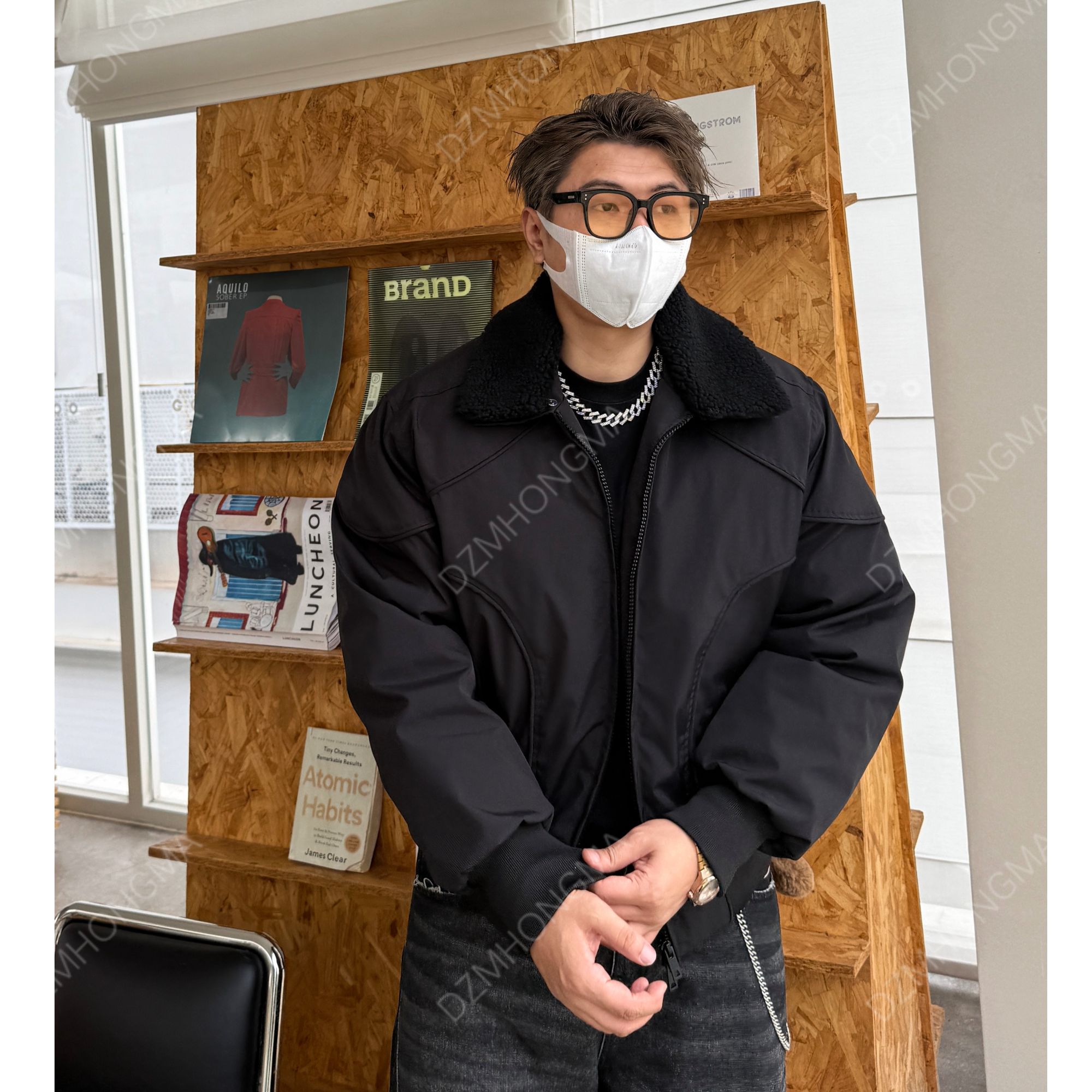 DAZHONGMA美式cleanfit立领情侣可拆卸领加厚棉服冬季短款外套