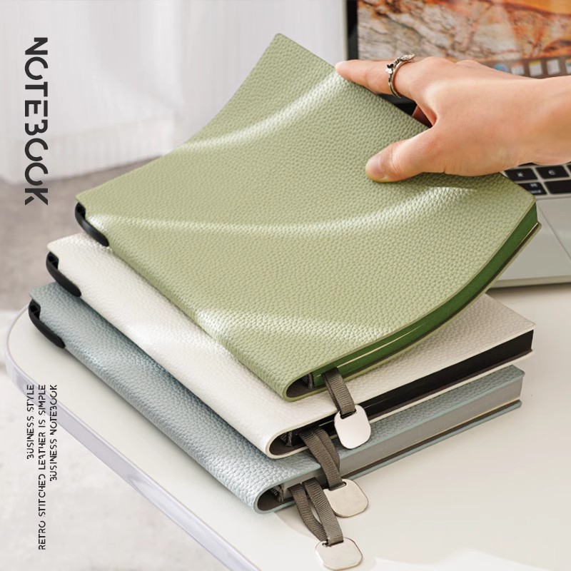 2025新款笔记本本子A5荔枝纹高颜值加厚软皮商务简约办公会议记录