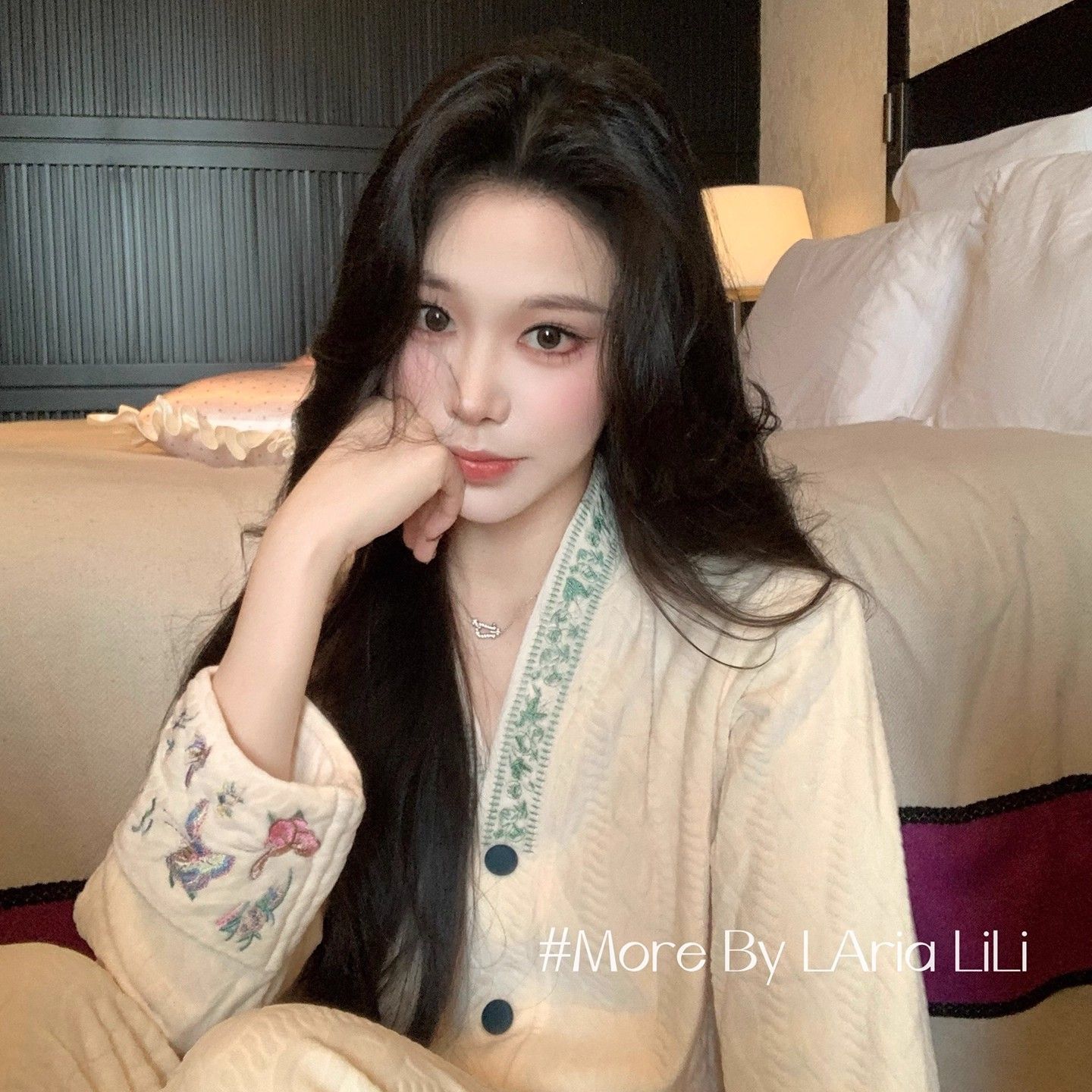 海岛绒睡衣女秋冬新款刺绣高定双面绒冬季保暖宽松家居服套装