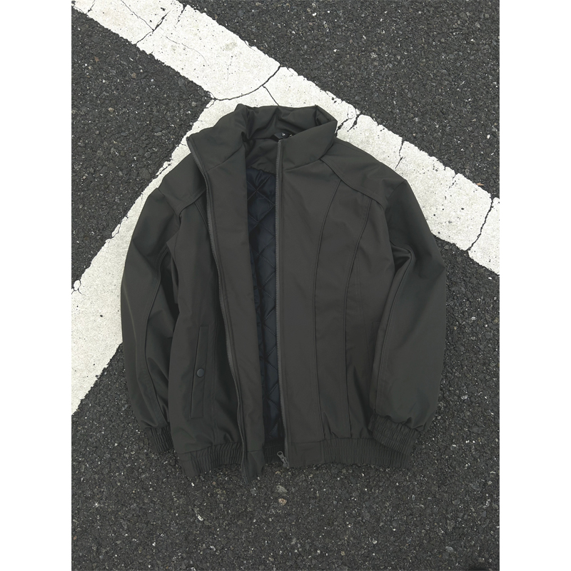 美式复古夹克棉服男款冬季斜切拼接立领棉衣潮牌工装cleanfit外套