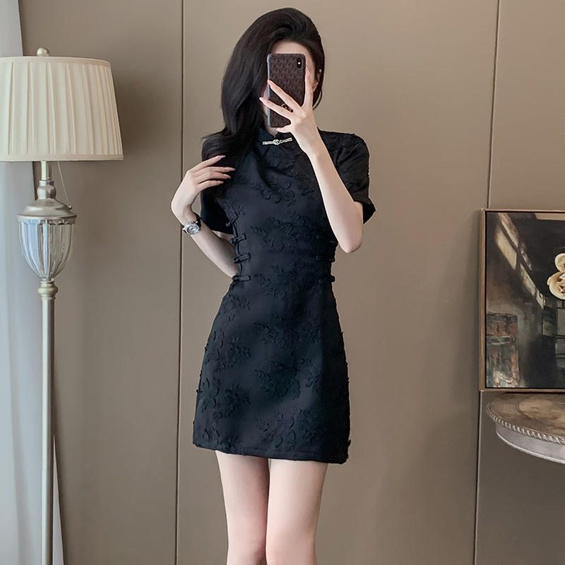 2025夏季新款气质连衣裙新中式国风裙子女收腰显瘦小个子显高穿搭