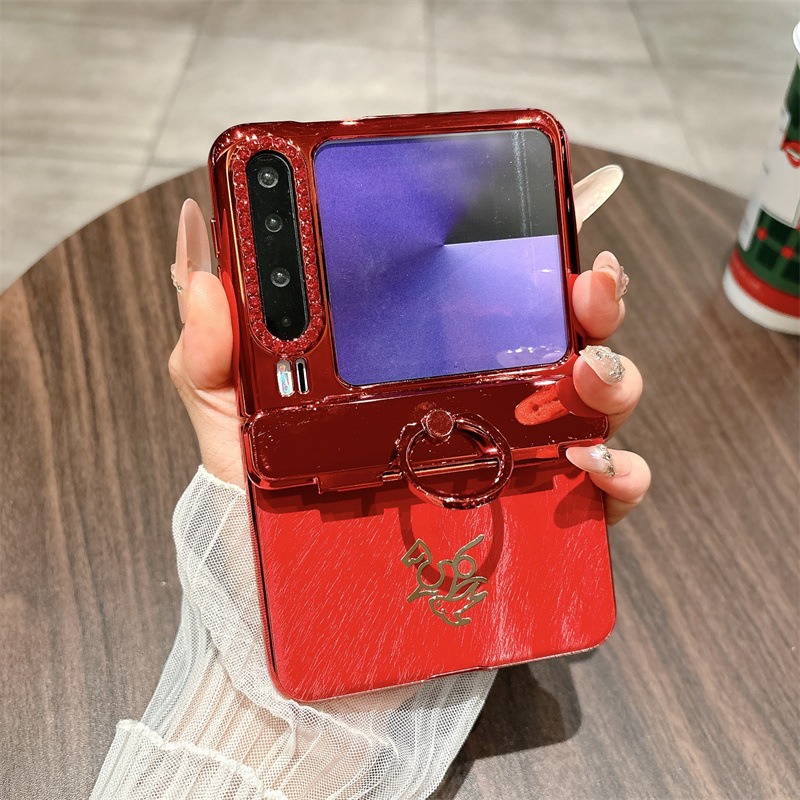 适用华为Pura X手机壳PURA X 折叠屏保护指环马年红色铰链防摔壳