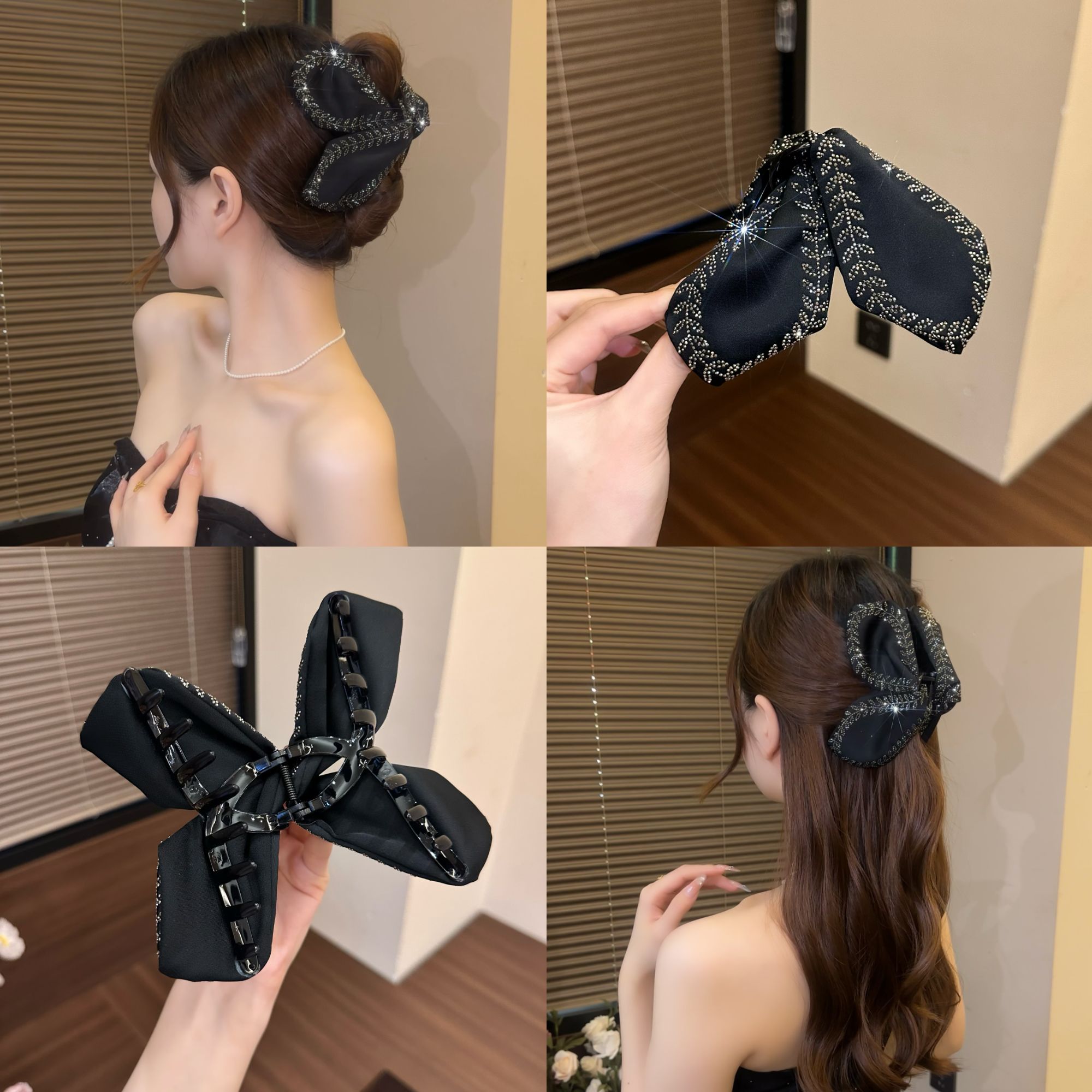 【穗语抓夹】小众设计感叶片麦穗鲨鱼夹高端闪钻气质后脑勺抓夹大号