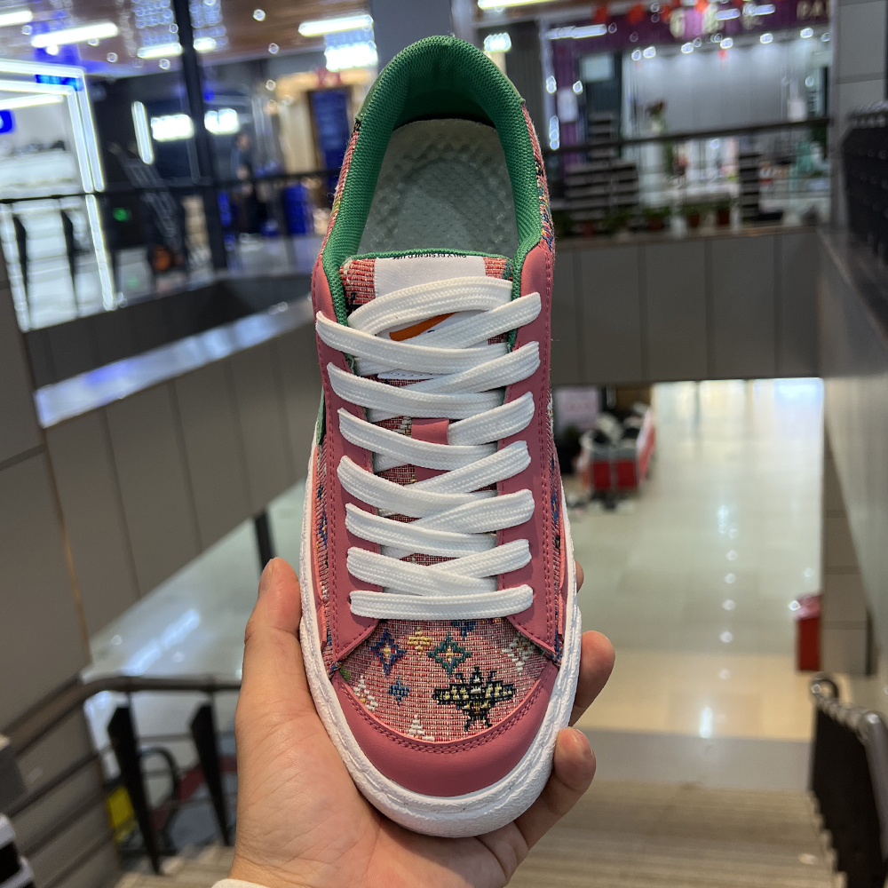 轻奢印花低帮男士蓝色机能潮鞋时尚运动百搭软底软面舒适休闲鞋秋