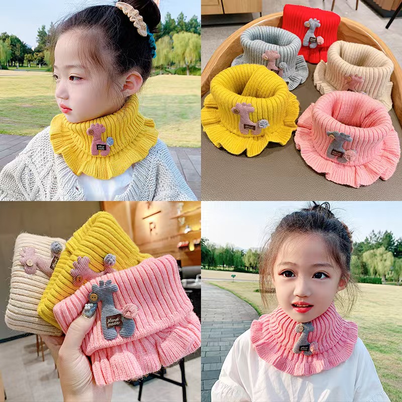 初雪穿搭防风护气口针织脖套男童女孩围巾保暖婴儿毛绒加厚