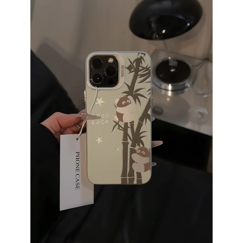 熊猫适用苹果17pro手机壳16promax彩银华为p60简约荣耀oppo小米15