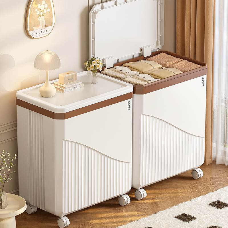 免安装大容量翻盖收纳箱落地家用一体式可移动棉被衣服玩具收纳箱