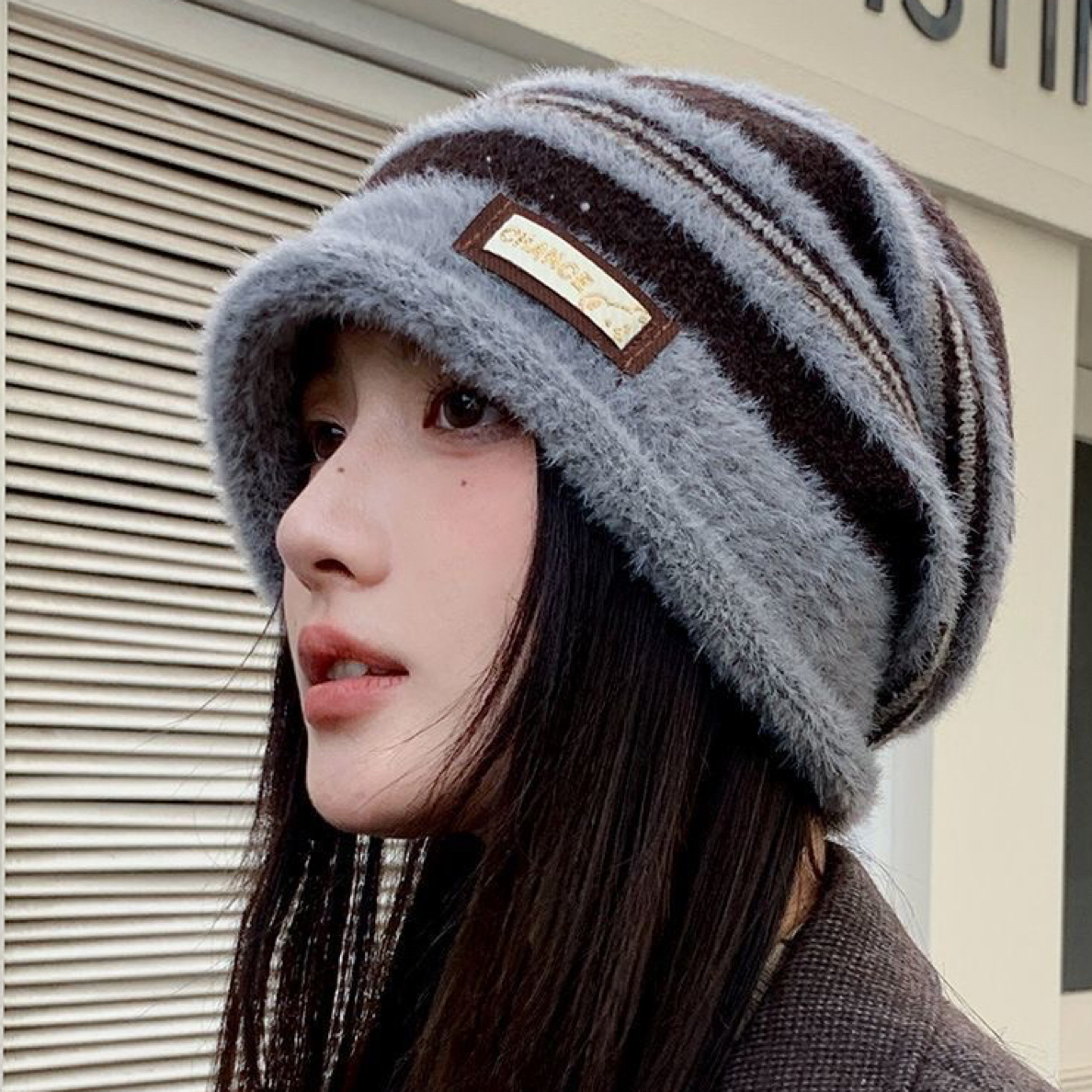 时尚针织帽子圆顶韩版帽子加厚防风女士冬季毛线堆堆帽秋冬加绒