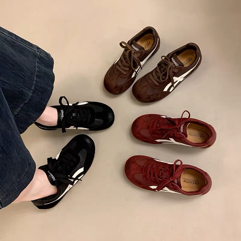 2025爆款正品德训鞋秋季红色休闲鞋练车鞋学生鞋平底软底复古女鞋