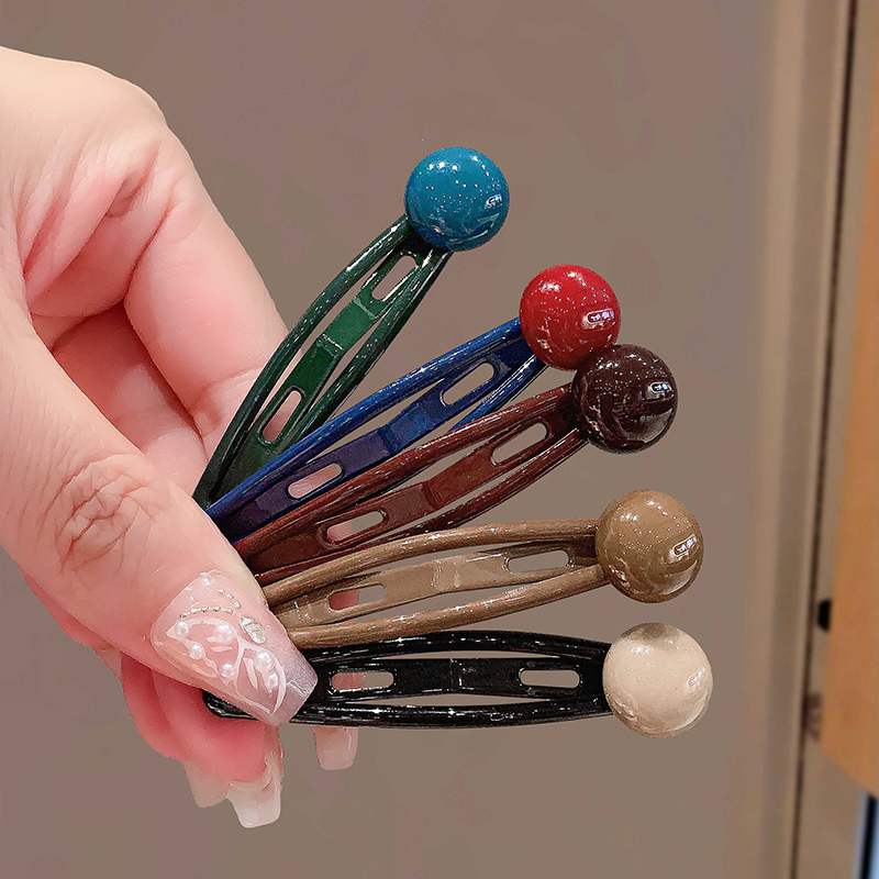 多巴胺糖果色球球bb夹女发夹水滴掰掰夹百搭侧边夹刘海夹发饰发卡