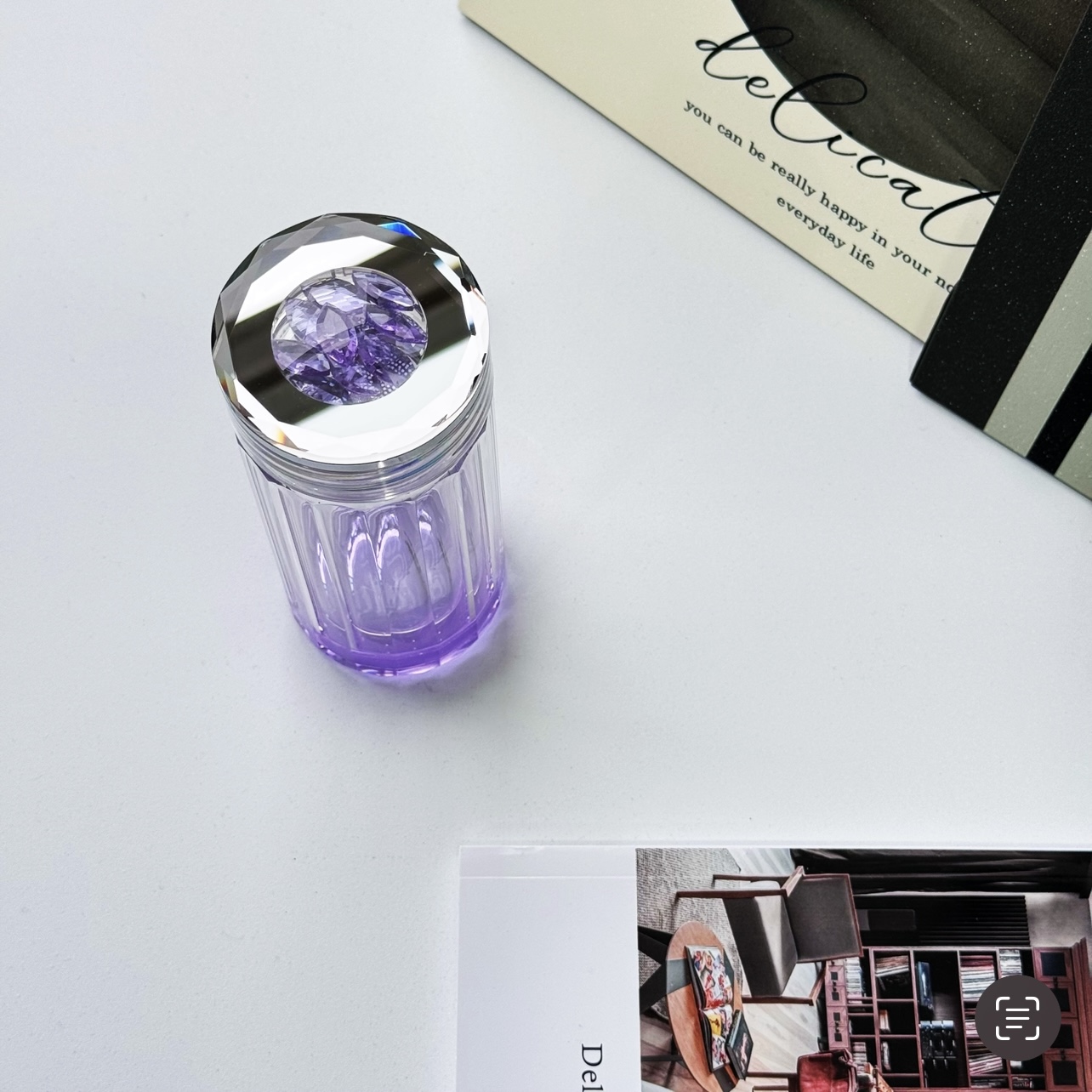 轻奢随身K9水晶保温办公杯手工钻石切面