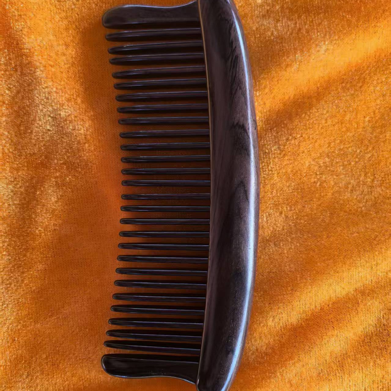 紫光檀木无柄半月中齿木梳高档紫光檀家用插齿木梳子牛角梳