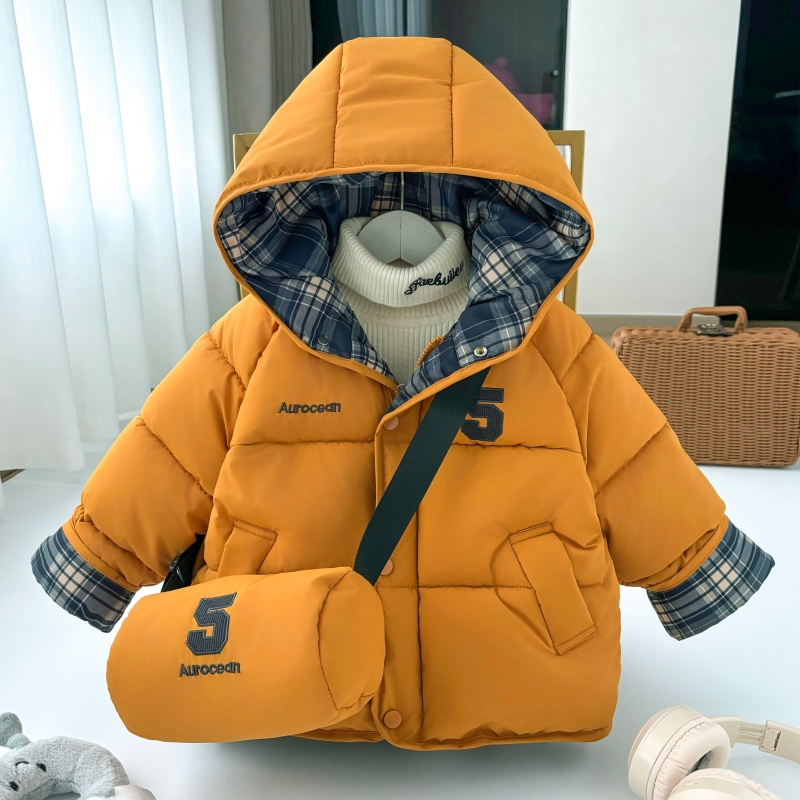 新疆西藏包邮男童加绒加厚棉袄2025冬季新款女宝宝保暖洋气连帽棉
