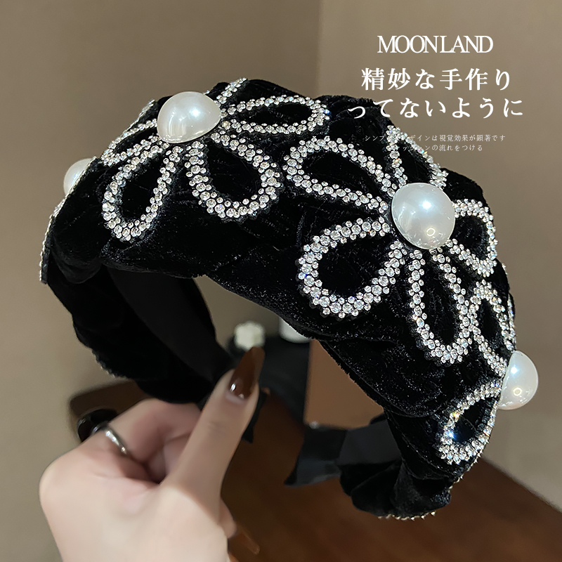 秋冬新款高级感重工雪花水钻发箍时尚宽边显脸小洗脸头箍发卡头饰