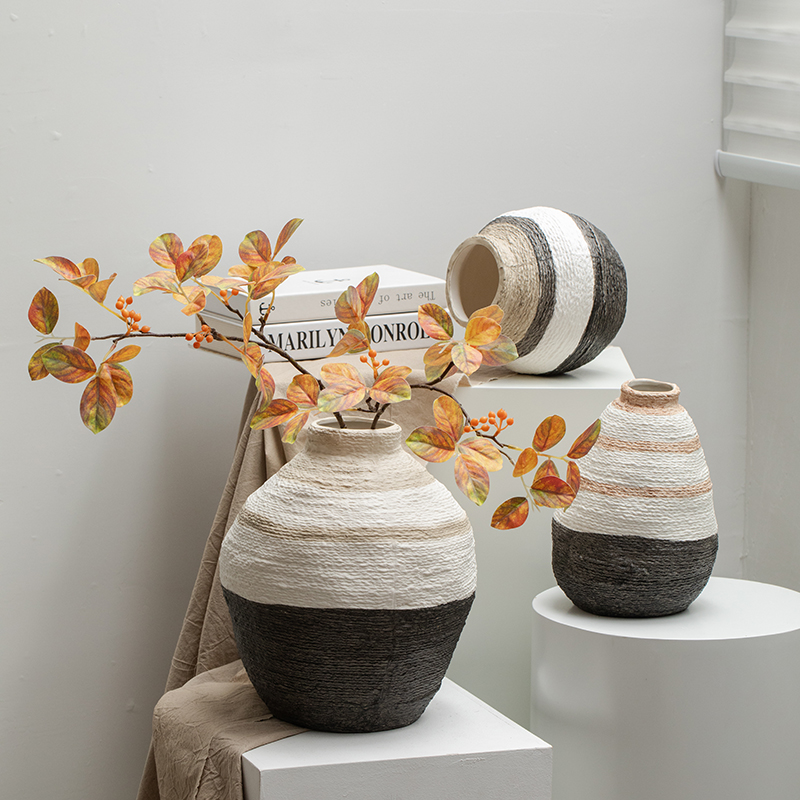 中古侘寂风陶瓷装饰花瓶客厅玄关民宿干花水培鲜花插花高级感摆件