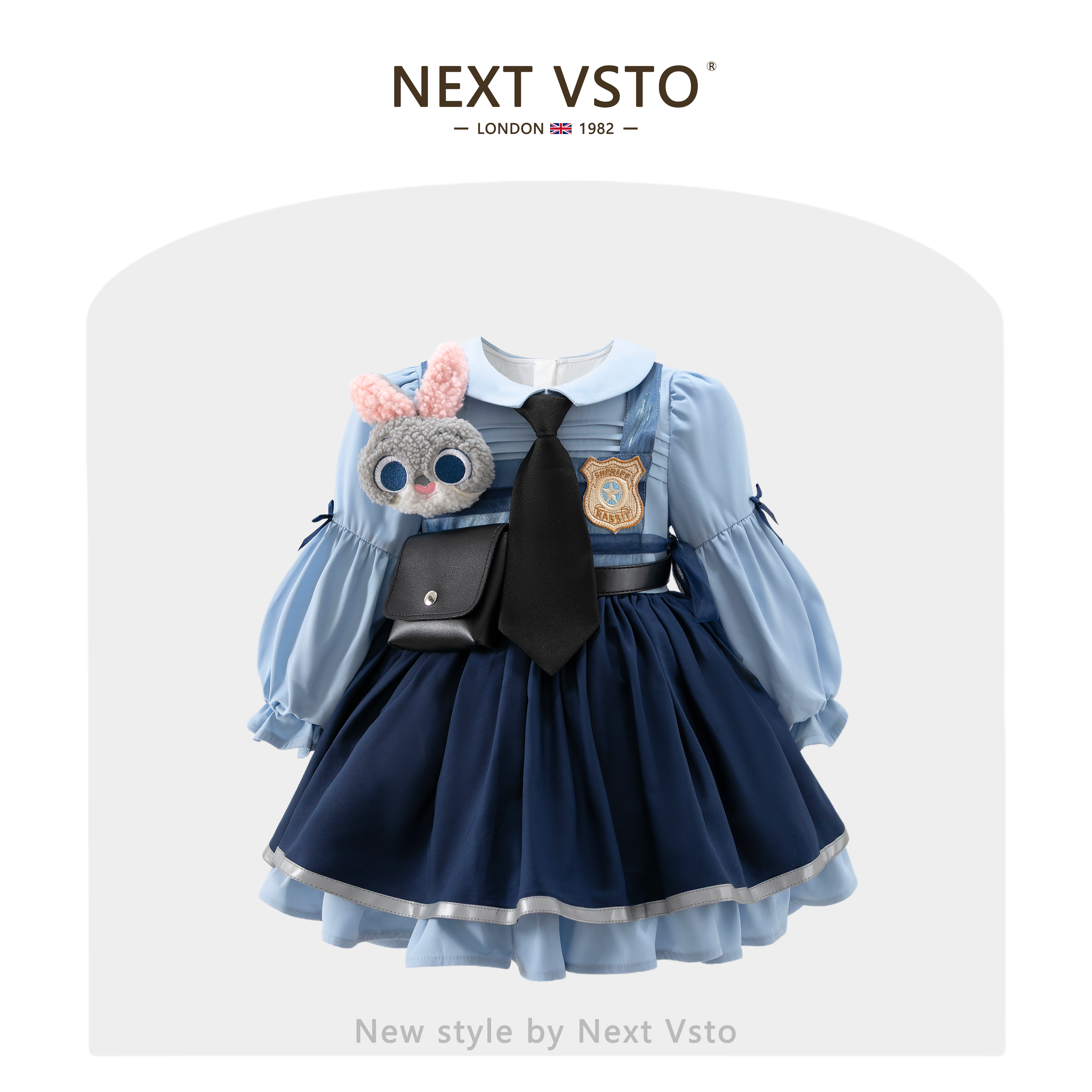 英国NEXT VSTO女童朱迪兔子警官连衣裙秋冬小女孩cos洛丽塔蓬蓬裙